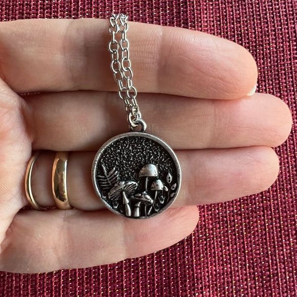 Mushroom Forrest Pendant Necklace 24” - Picture 3 of 3